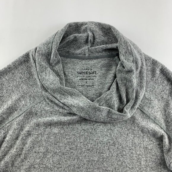 Torrid Gray Heather Super Soft Plush Cowl Neck Tunic Sweater 1X - Picture 3 of 7